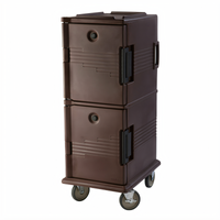 Cambro Ultra Camcart Non-Electric Front-Loading Insulated Food Pan Carrier, 60 Qt., Dark Brown