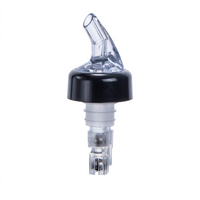 Winco 1-1/4 oz Measuring Liquor Pourer with Black Collar and Clear Spout