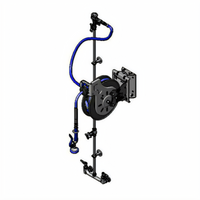 T&S Brass Open Wall-Mount Retractable Hose Reel System with 35-Ft Hose, Mixing Faucet, and High-Flow Spray Valve