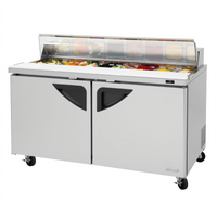 Turbo Air Super Deluxe 60 1/4-Inch 2-Section Sandwich/Salad Prep Table with Clear Lid, 16-Pan, 16 Cu. Ft.