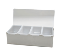 Admiral Craft 4-Compartment Stainless Steel Bar Garnish Caddy with Clear Hinged Acrylic Lid