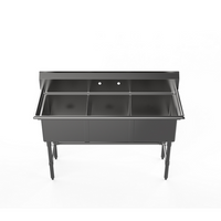 Mixrite 3-Compartment Stainless Steel Sink with Left & Right Drainboards