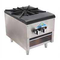 Comstock-Castle 18-Inch Gas Stock Pot Range with Open Front Cabinet Base, 1 Double Burner Section, 110,000 BTU