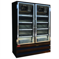 Howard-McCray GF88BM-B-FF Four-Section Black Hinged Glass Door Frozen Food Merchandiser Freezer, 88 Cu. Ft., Bottom-Mount Self-Contained