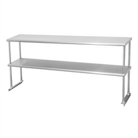 Double Table-Mounted Stainless Steel Overshelf with Adjustable Undershelf, 30 Inch W x 18 Inch D