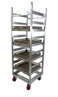 Channel Lifetime Tough Extra Heavy-Duty Aluminum Glass/Oval Tray Rack Dolly, 10-Rack Capacity