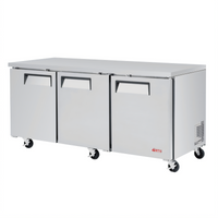 Turbo Air E-Line Three-Section Undercounter Refrigerator with Solid Doors, 18.8 Cu. Ft.