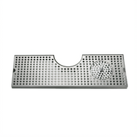Surface-Mount Stainless Steel Drip Tray Trough with Integral Glass Rinser and Metropolis T Draft Tower Cutout, 24 x 8.5 Inches