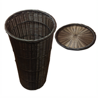 Brown Weave Pattern Tapered Fast Food Basket with Round Tray, 19-Inch Diameter x 36-Inch High