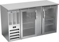 Beverage-Air BBN58HC-G-S 58-Inch Shallow-Depth Two-Section Glass Door Back Bar Refrigerator