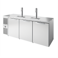 True Premier Bar 84-Inch Three-Section Pass-Thru Refrigerated Draft Bar Cooler with 2 Beer Columns