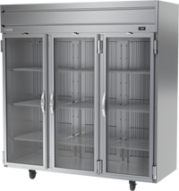 Beverage Air Horizon Series Three-Section Reach-In Glass Door Freezer, 69.1 Cu. Ft., Top-Mounted Self-Contained Refrigeration