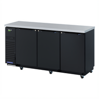 Turbo Air Super Deluxe Narrow Back Bar Cooler, 3 Solid Doors, 73-1/8 Inch Wide, 20.62 Cu. Ft., Self-Contained, R-600a