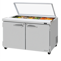 Turbo Air PRO Series 48-1/4-Inch Two-Section Sandwich/Salad Prep Table with Glass Lid and Rear-Mount Self-Contained Refrigeration