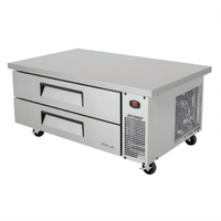 Turbo Air Super Deluxe 2-Drawer Extended Top Chef Base Refrigerator, 58-1/4 Inch Wide, 9.1 Cu. Ft., Side-Mounted Self-Contained Refrigeration