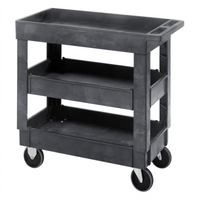 Quantum 3-Shelf Gray Polymer Utility Bus Cart, 34-1/4 x 17-1/2 x 32-1/2 Inches