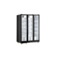 Omcan RE-CN-1200B 60-Inch Wide 3-Section Black Glass Door Refrigerated Merchandiser, 42.4 Cu. Ft.