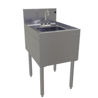 Glastender Free Standing Underbar Hand Sink Unit with Deck-Mount Faucet, 18 Inch Wide Stainless Steel