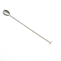 Barfly 11-13/16 Inch Stainless Steel Bar Spoon with Muddler, Twisted Stem, One-Piece