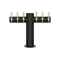 Micro Matic Metropolis T-Style 6-Faucet Glycol-Cooled Draft Beer Tower with Kool-Rite Module, Matte Black