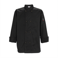 Signature Chef Men's Tapered Fit Double-Breasted Chef Jacket with Thermometer Pocket, Black, 3XL