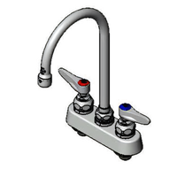 T&S Brass B-1141 Deck-Mount Workboard Faucet with Swivel Gooseneck Spout, 4-Inch Centers
