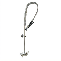 BK Resources Evolution Pre-Rinse Faucet Assembly, Deck Mount, 4 Inch Centers, 12 Inch Wall Bracket