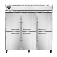 Continental Refrigerator 3FNSSHD Three-Section Standard Depth Reach-In Freezer with Half-Height Solid Doors