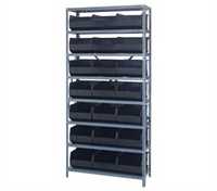 Quantum Heavy Duty Stationary Wire Shelving Unit, 36 x 12 x 75 Inch, with 8 Shelves and 21 Bins
