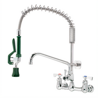 Krowne Royal Series ShelfMaster Wall-Mount Pre-Rinse Faucet Assembly with Add-On Faucet, 8-Inch Centers