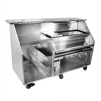 Glastender 66-Inch Stainless Steel Portable Bar for Glassware with 12-Inch Cocktail Ice Bin