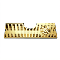Micro Matic Surface Mount Drip Tray Trough with Integral Glass Rinser, Metropolis T Cutout, 34 Inch, PVD Brass/Stainless Steel