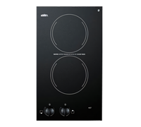 Summit Commercial 12-Inch Built-In Two-Burner Radiant Electric Cooktop with Black Ceramic Glass Surface, 230V