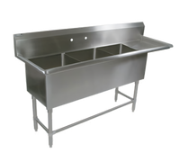 John Boos Pro-Bowl 3-Compartment Sink with 24-Inch Right Drainboard, 20 x 20 x 14-Inch Bowls, 16-Gauge Stainless Steel