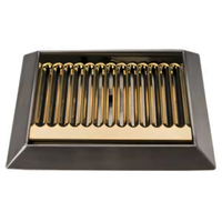Micro Matic Surface-Mount Stainless Steel Drip Tray Trough with Louvered PVD Brass Screen, 9 x 6-1/2 Inches