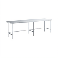 Sapphire 120-Inch x 18-Inch 18-Gauge 430 Stainless Steel Flat Top Work Table with Open Base and Galvanized Legs