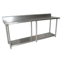BK Resources 96 Inch x 30 Inch Stainless Steel Work Table with 5 Inch Riser and Undershelf