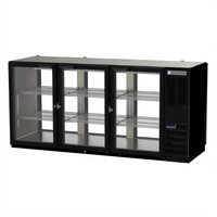 Beverage-Air 72-Inch Three-Section Food-Rated Pass-Thru Back Bar Refrigerator with 6 Glass Doors