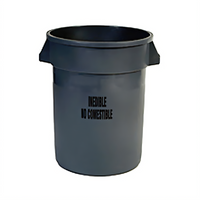 BRUTE Round Food Handling Container without Lid, 32 Gallon, Gray, Inedible Imprint