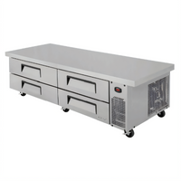 Turbo Air Super Deluxe Extended Top Chef Base Refrigerator, 4-Drawer, Stainless Steel, Self-Contained Side-Mounted Refrigeration