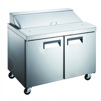 Black Diamond 47 Inch 2-Section Refrigerated Salad/Sandwich Prep Table, 12 Cu. Ft., Rear-Mount Self-Contained Refrigeration