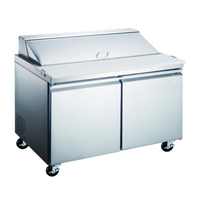 60-Inch Two-Section Refrigerated Prep Table with Rear-Mounted Self-Contained Refrigeration and 16 1/6 Pan Capacity