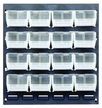 Quantum Wall-Mounted Louvered Panel Starter Unit with 16 Clear Bins, 18 x 8 x 19 Inches