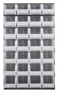 Quantum Wall-Mounted Louvered Panel Starter Unit with 28 Clear Bins