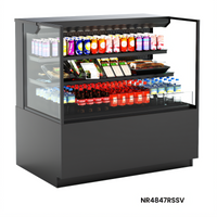 Reveal® 71-3/4 Inch Freestanding Self-Service Refrigerated Open-Air Cooler with 2-Tier Glass Shelving, Black