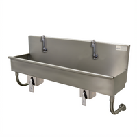 Advance Tabco 40-Inch 2-Station Wall Mounted Knee-Operated Hand Wash Sink with Tubular Supports