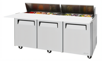 Turbo Air M3 Series Three-Section Sandwich/Salad Prep Table with 18-Pan Top and Rear-Mount Self-Contained Refrigeration, 72-5/8 Inches Wide