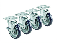 Krowne Royal Series Heavy Duty 5-Inch Swivel Plate Casters with Brake, Set of 4