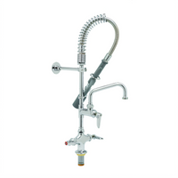 T&S Brass Mini Pre-Rinse Unit, Single-Hole Deck Mount, 8-Inch Add-On Nozzle, Low-Flow Spray Valve, Vacuum Breaker
