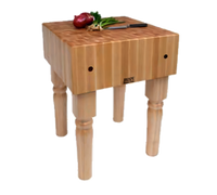John Boos Boos Block AB02 24 x 18 x 34 Inch Stationary Butcher Block Work Table with 10-Inch End Grain Maple Top